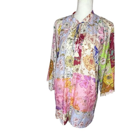 Johnny Was Cosmo Marianne Tunic Silk Multi-Buttoned Blouse - Size XS - Picture 1 of 13